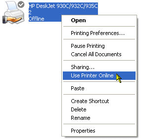“Use Printer Offline”