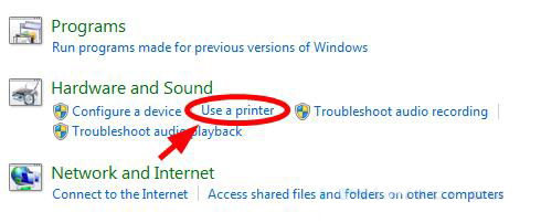 When you’re running Windows 7, then select the Use a Printer option.
