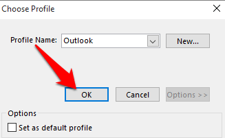 choose  ‘Default Outlook’ and select ‘OK